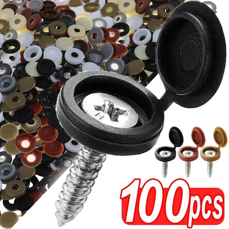 Furniture Hardware Screws - Hinged Plastic Screw Cap Cover Fold