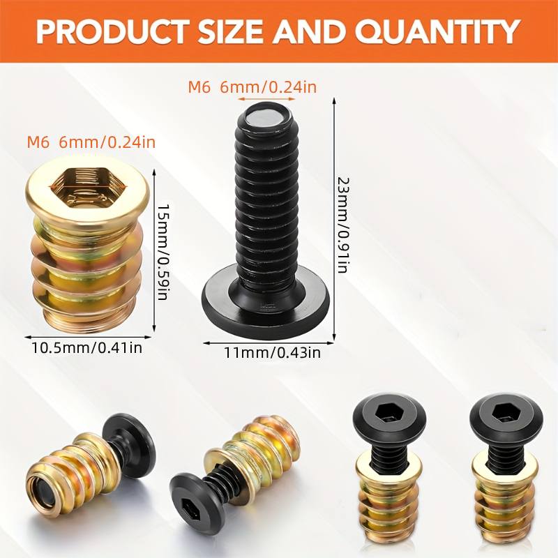 10PCS Threaded Inserts Nut Com - Furniture Hardware Screws 评论和价格