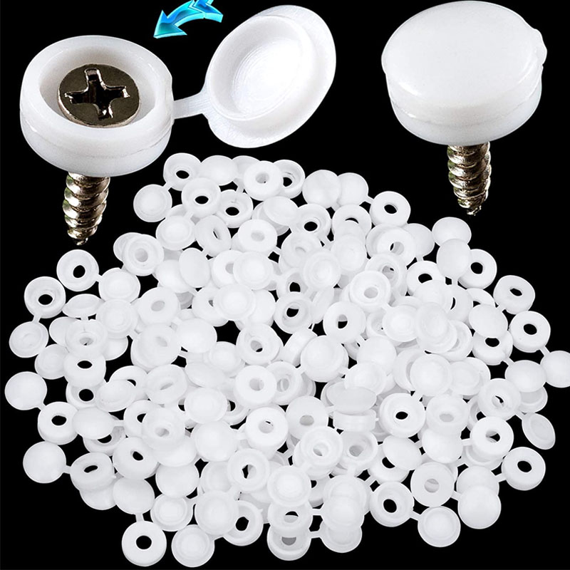 White Hinged Plastic Screw Cap - Furniture Hardware Screws 评论和价格