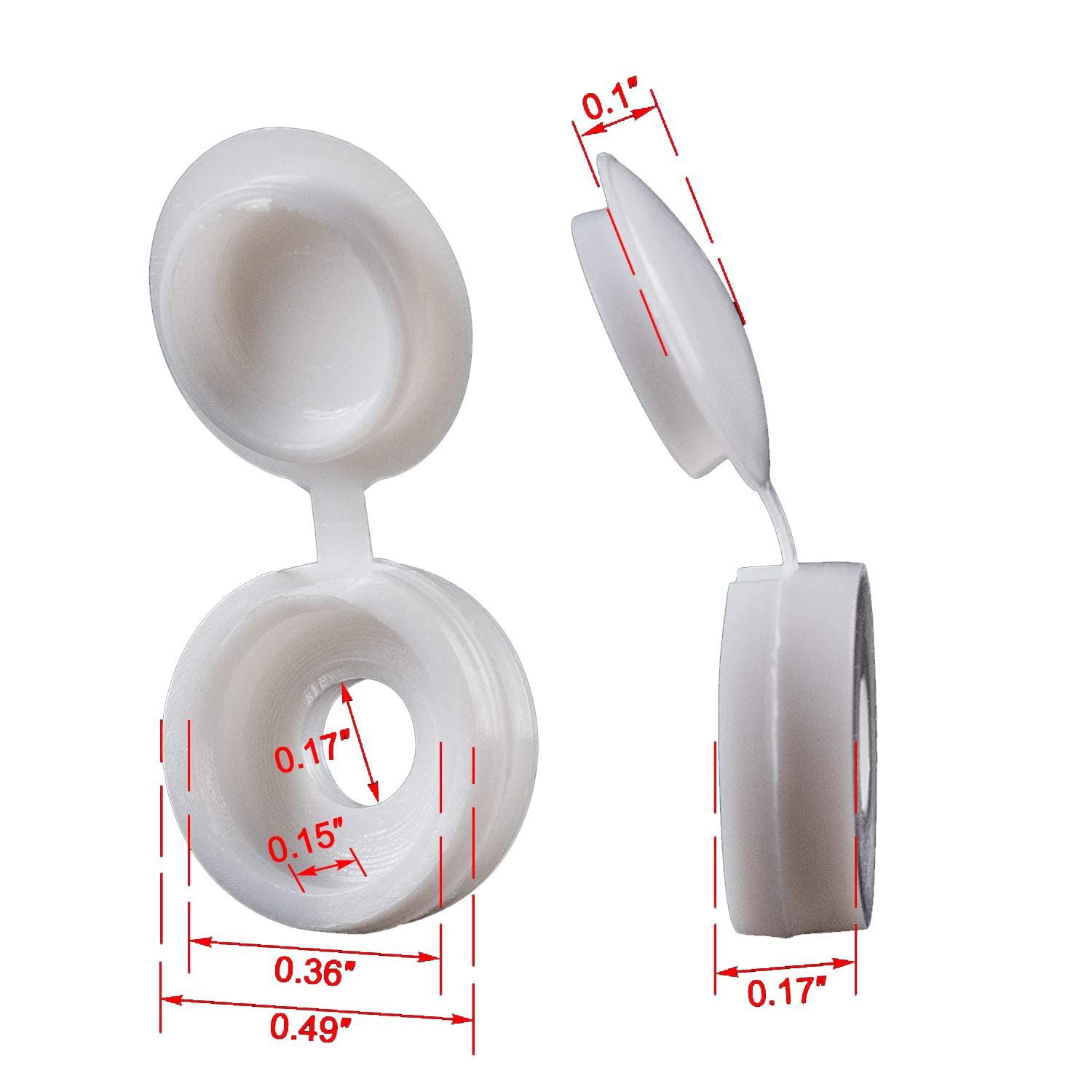 White Hinged Plastic Screw Cap - Furniture Hardware Screws 评论和价格