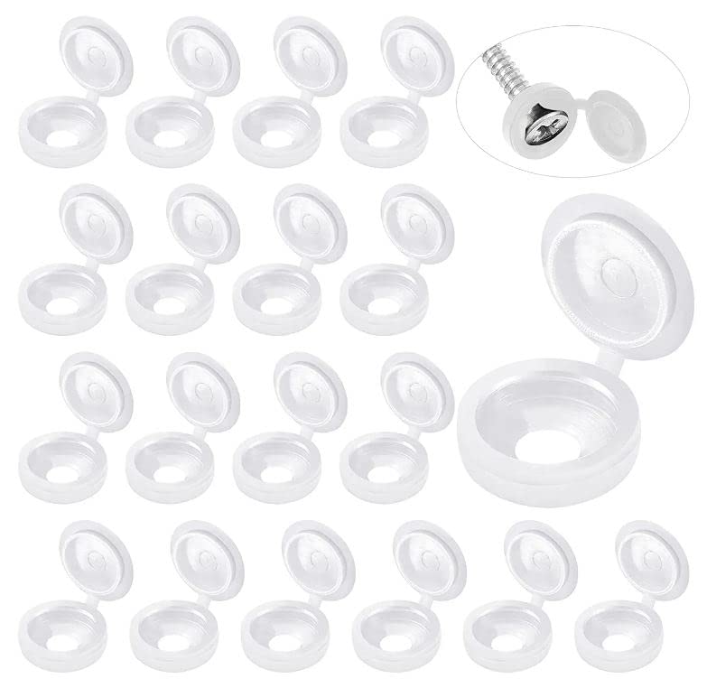 White Hinged Plastic Screw Cap - Furniture Hardware Screws 评论和价格