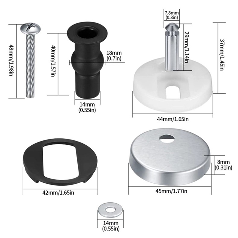 2Pcs Toilet Seat Hinges Top Fi - Furniture Hardware Screws 评论和价格